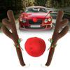 Christmas Festive Car Decor Ornaments Flannelette Antlers and Nose Reindeer Decoration Sets Supplies
