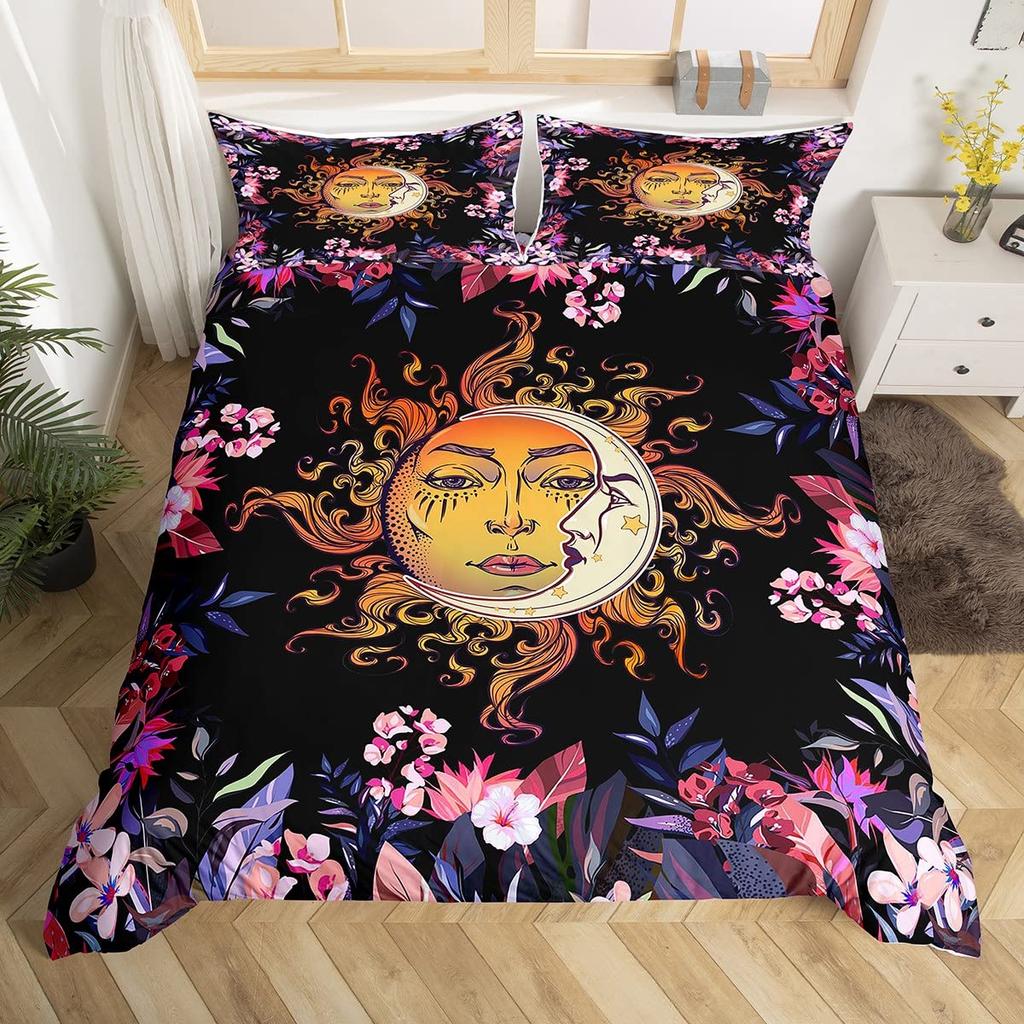 Комплект пододеяльника Sun And Moon King Size Фиолетовый Лиловый Ловец снов Звездный Постельный комплект Для Детей 2/3 предмета Богема Покрывало