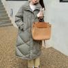 Fashion Oversize Padded Coats Women 2022 Winter Korean Style Stand Collar Down Coats Casual Pure Color Long Parkas Female Zipper Design Chic