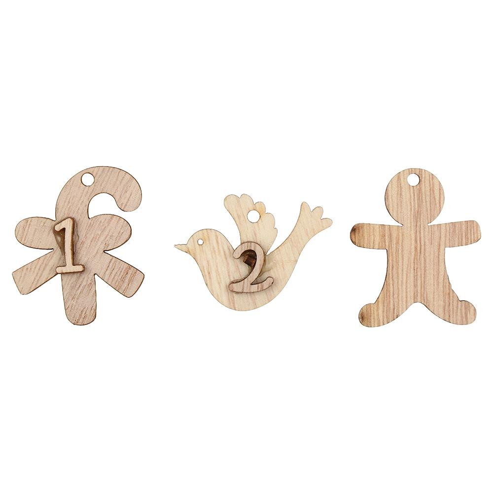 Рождественские украшения клипсы рождественский адвент календарь обратный отсчет подвесные бирки деревянная подвеска номер этикетка