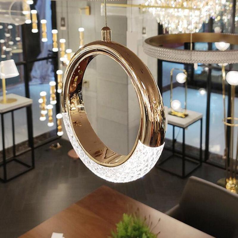 Светодиодный золотой акриловый лунный прикроватный светильник с высоким уровнем светопропускания, подвесной светильник для столовой, спальни, домашнего декора, регулируемый подвес