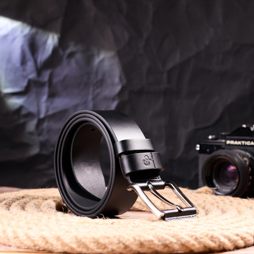 Добротный мужской кожаный ремень GRANDE PELLE Leather Belt 21466 Черный