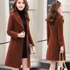 Womens Autumn and Winter Women Woolen Coat Long Section Female Fashion Lapel Slim Jacket