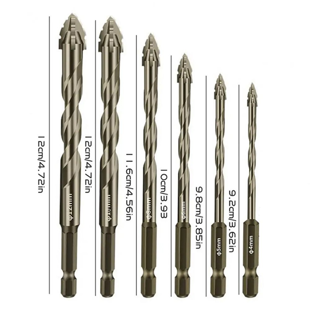 Four-Edged Eccentric Drill Bit Skewed Head Concrete Drill Bit Set for 4/6Pcs Drilling Tool