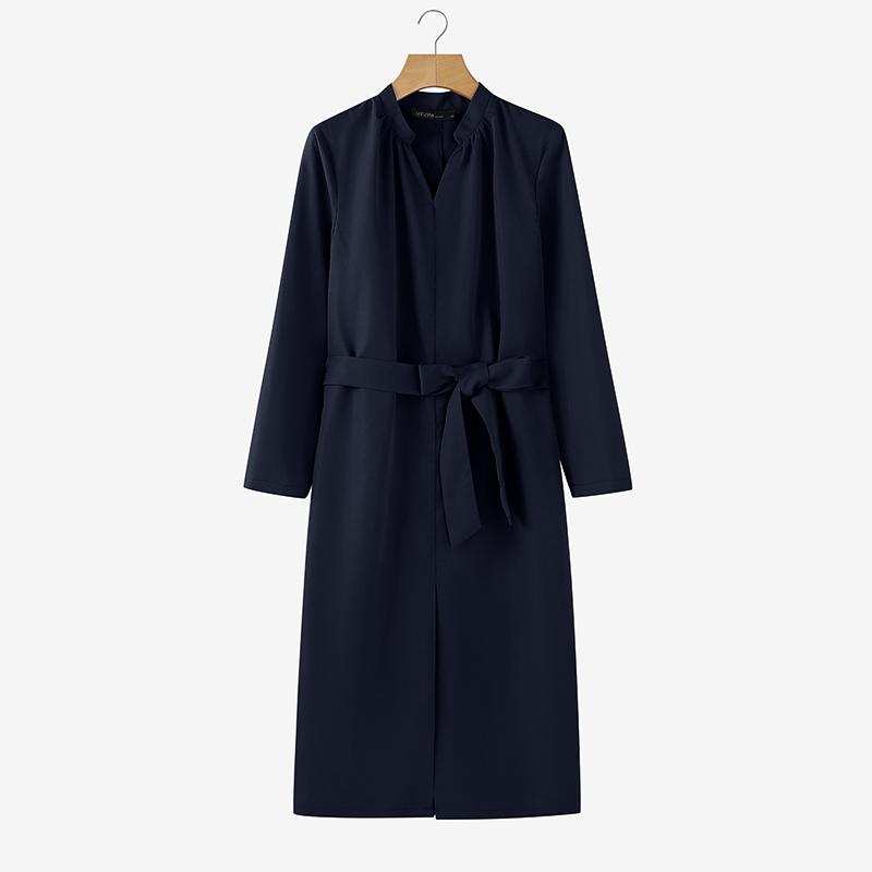 ZANZEA Женское повседневное платье-футляр с V-образным вырезом и длинными рукавами, однотонное