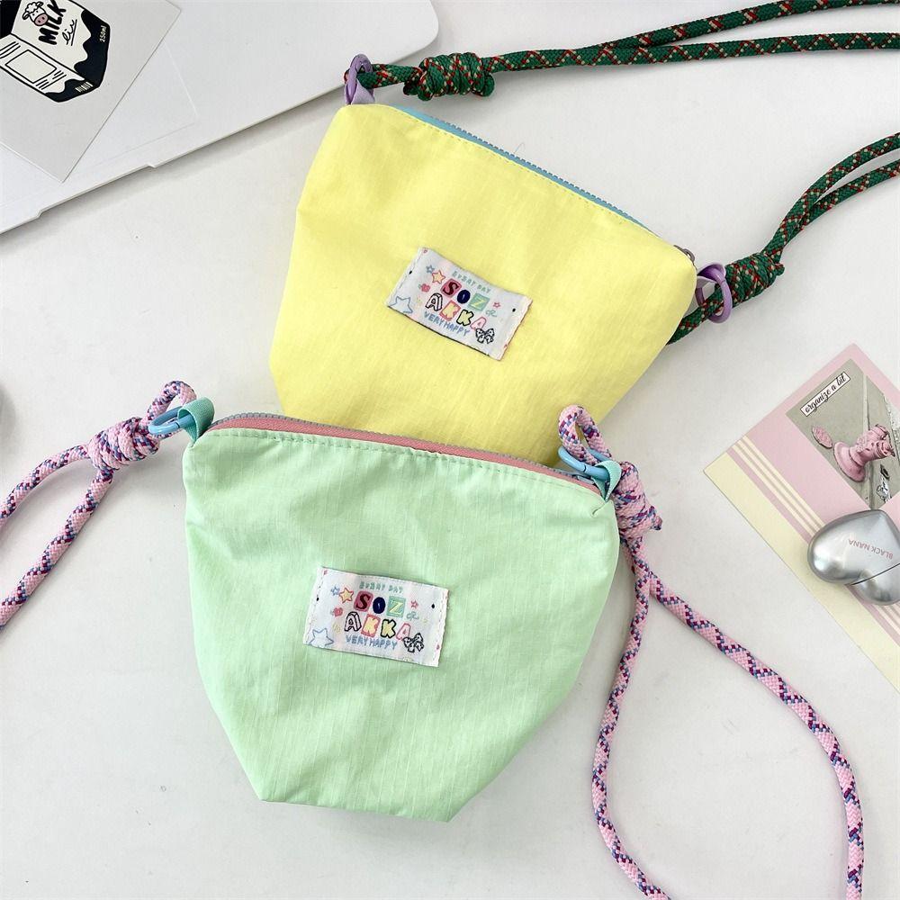 Sweet Dopamine Color Purse Candy Color Crossbody Phone Purse Fashion Canvas Bucket Bag  Students
