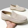 Модные летние лоферы с перфорацией, мужская обувь класса люкс из натуральной кожи, замшевая мужская повседневная обувь, дышащая мягкая обувь для вождения, обувь для ходьбы