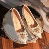 Fashion Single Shoes Thick Heel Dress Mid-heel Shoes French Wedding Shoes Women's 2025 French Bridal Shoes Pearl Daily Wearable Shoes