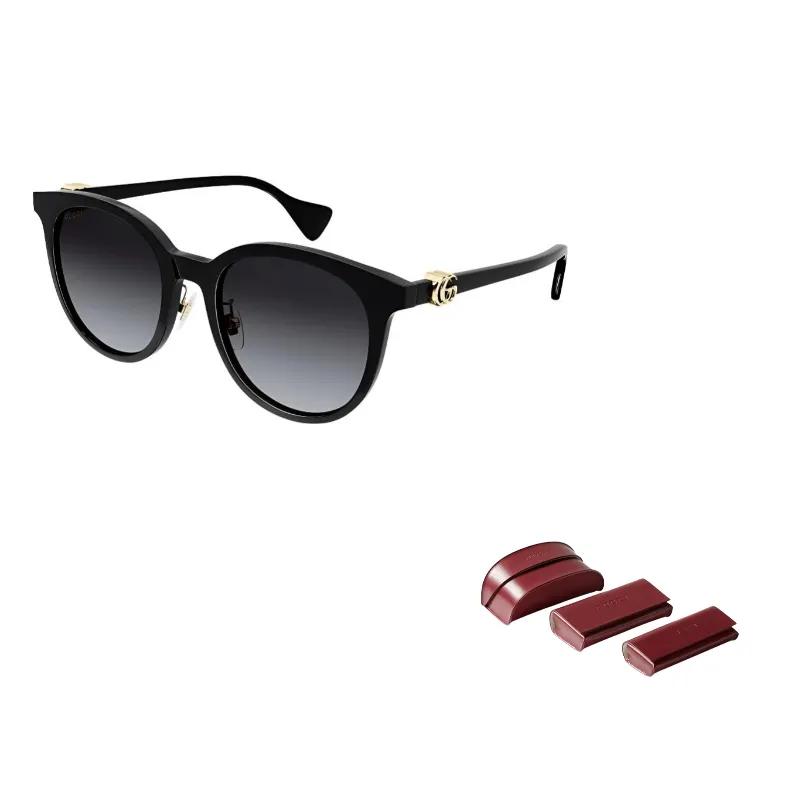GUCCI Women's Acetate Oval Double G Sunglasses Black (Unisex) Sunglasses GG1073SK 002