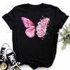 Женская футболка Harajuku, красная и черная футболка с принтом бабочек, модная футболка с сердечками, женские топы с коротким рукавом, женские футболки