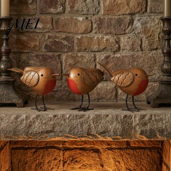 Handcrafted Animal Decor for Home Rustic Metal Birds Decoration, Outdoor Bird Garden Statue Decorative Ornaments, Unique Statues Birthday Gifts