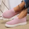 Fashion Women's Summer Breathable Knitted Sneakers Slip On Lightweight Walking Shoes Woman Soft Comfort Low Top Casual Shoes Plus Size