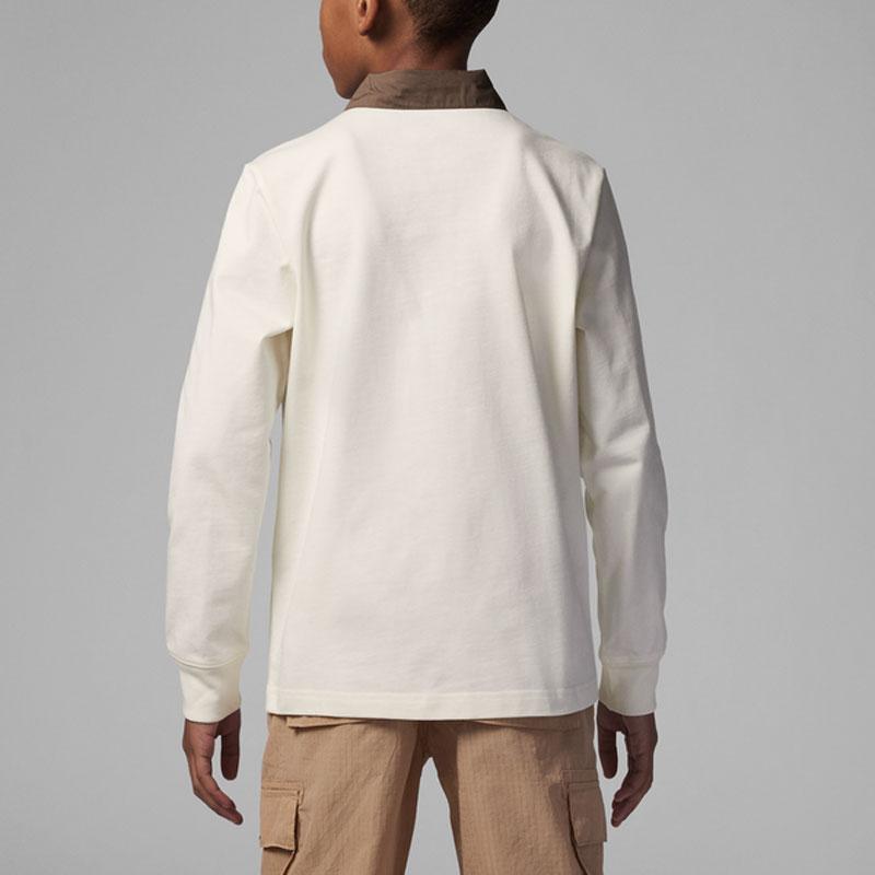 Jordan Kids Letter Logo Solid Color Polo Long Sleeve T-Shirt Kids Tops White FJ5782-133