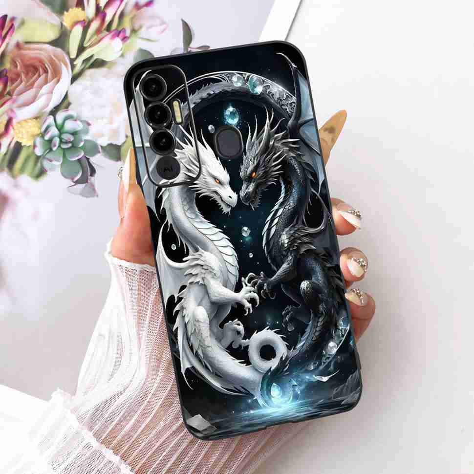 Simple Design Cartoon For Tecno Spark 7P KF7j Case Silicone TPU Black Cover For Tecno Spark7P 7p 6.8" Bumper Phone Cases Fundas