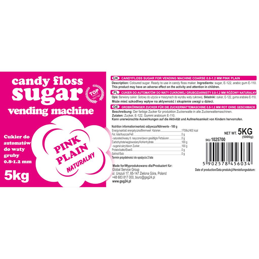 Sugar for cotton candy machine, granulation 0812mm, natural flavor, RED, 5kg