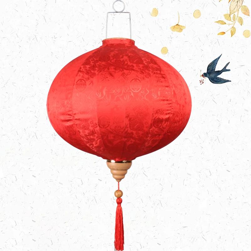 Chinese Floral Silk Lanterns 12/14 Inch Japan Vietnam Mid-autumn Traditional Lantern For New Year Wedding Party Spring Decor