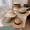Triple Fold French Straw Hat Women's Summer Beach Vacation Flat Top Hat Korean Edition Woven Hat Beach Sunscreen