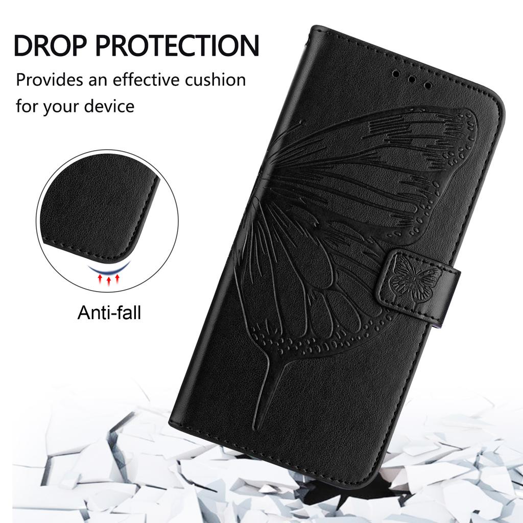 For Samsung Galaxy A36 5G Wallet Case with Wrist Strap Butterfly Imprint Leather Phone Cover