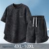 Большой размер 4XL-10XL Летний Повседневный Комплект из 2 предметов Мужские Футболки с Коротким Рукавом Комплекты с Свободными Шортами