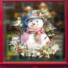 Christmas, Pink Scarf Snowman, Glass Sticker, Bedroom Balcony, Window Decoration, Glue Free, Electrostatic Sticker, Party Decoration