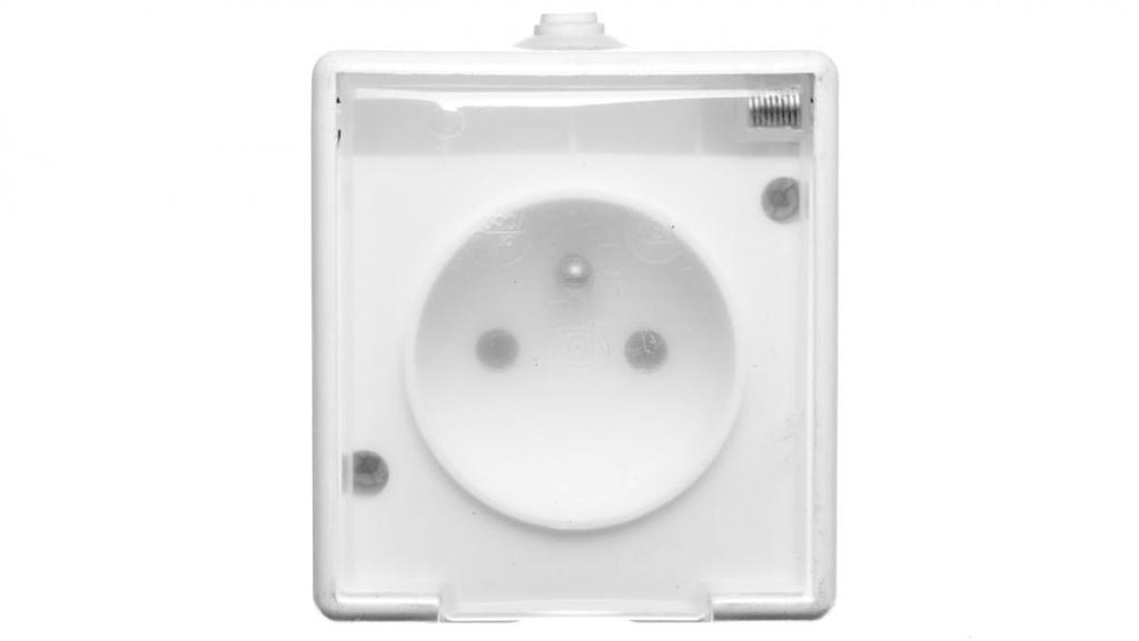 Trol Single Hermetic Socket With/With Ip44 Transparent Flap White 100132