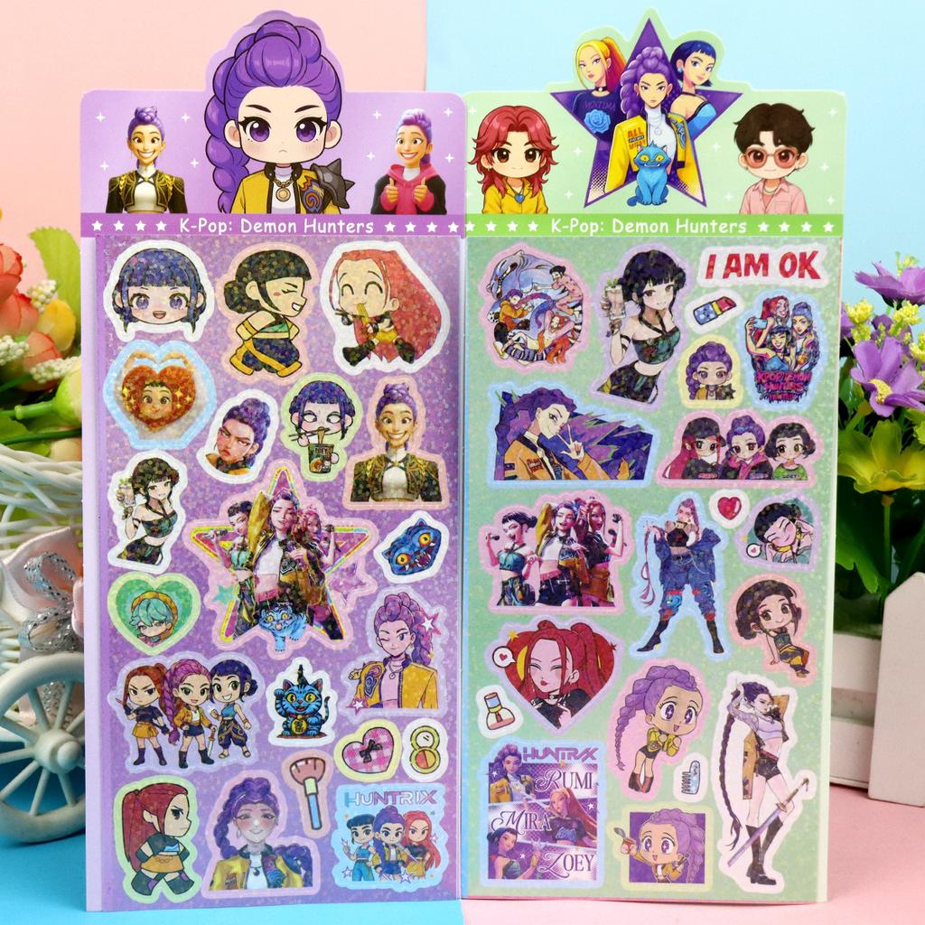 18pcs Devil Hunters Laser GooCard Stickers - Anime Style Cute Creative DIY Decor Stickers for Girls Journal Diary Gifts