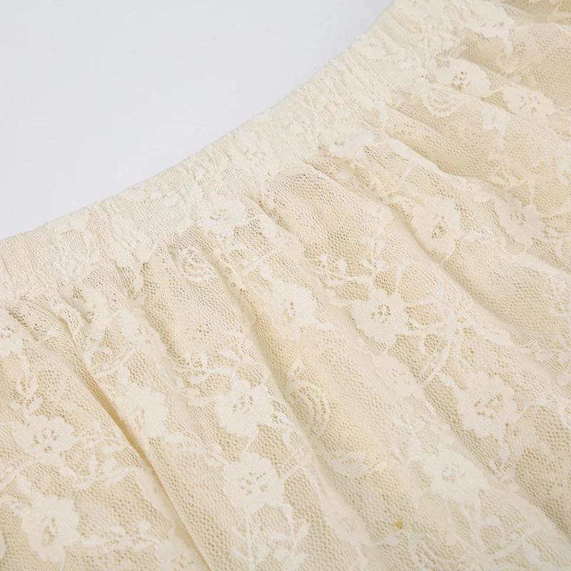 2024 весенняя кружевная асимметричная юбка Fairycore Holiday женская одежда Y2K с высокой талией модные милые юбки средней длины ретро эстетичная женская одежда