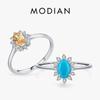 925 Sterling Silver Classic Crown Champagne Zircon Finger Ring For Women Fashion Trquoise Wedding Engagement Jewelry Gift