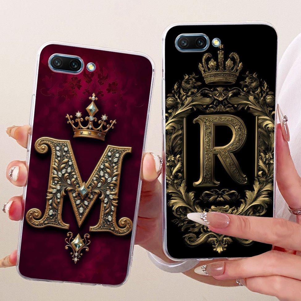 Transparent Casing For Honor 10 Cover Luxury Crown A-Z Letters 2D Flat Pattern Soft Case COL-AL10 COL-L29 COL-L19 COL-TL10