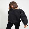 Black Bedspread Stitched Basic Thick Fleece Knitted Sweatshirt