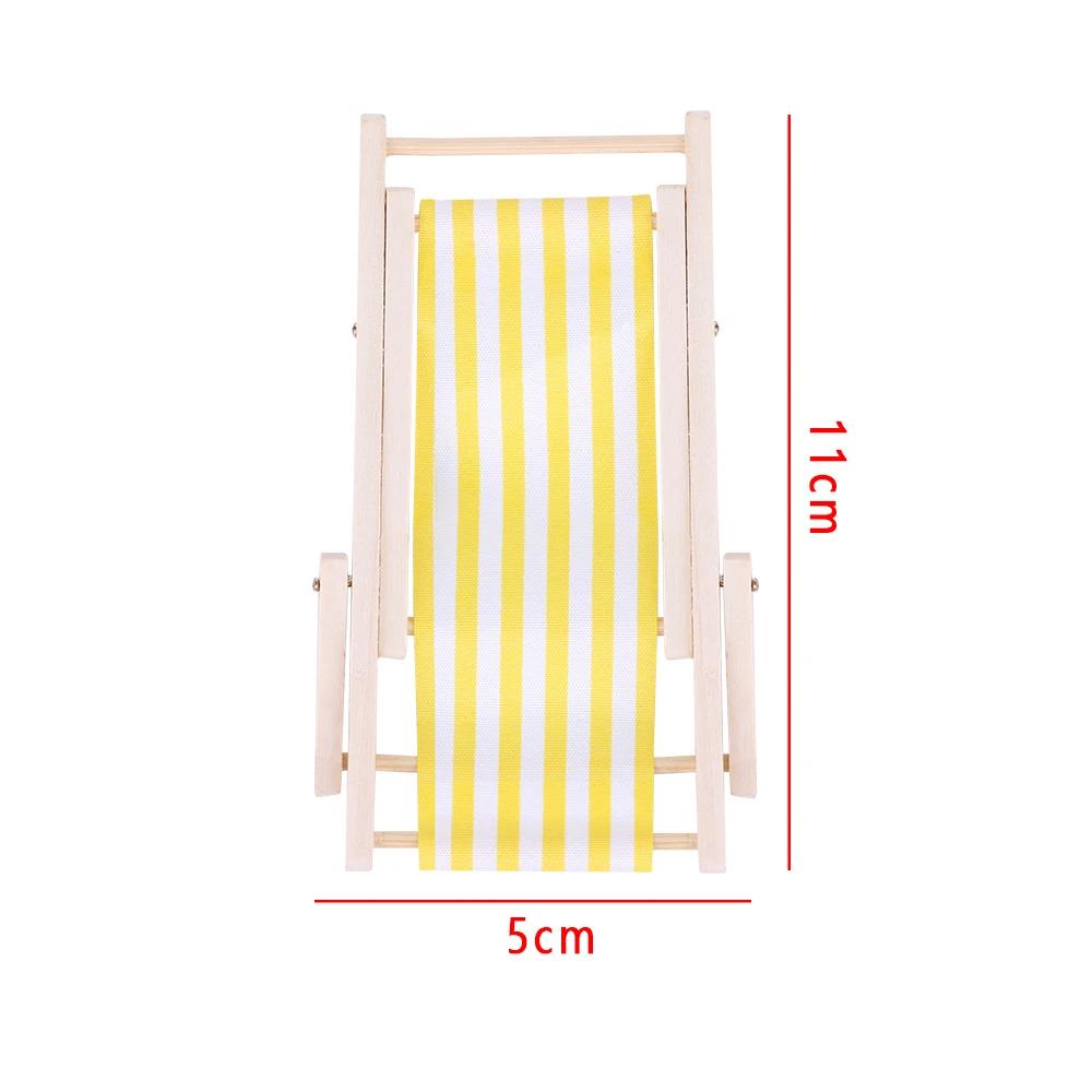 Beach Chair Folding Furniture 1/12 Dollhouse Accessories Beach Scene Layout Doll House Wooden Table Mini Toys
