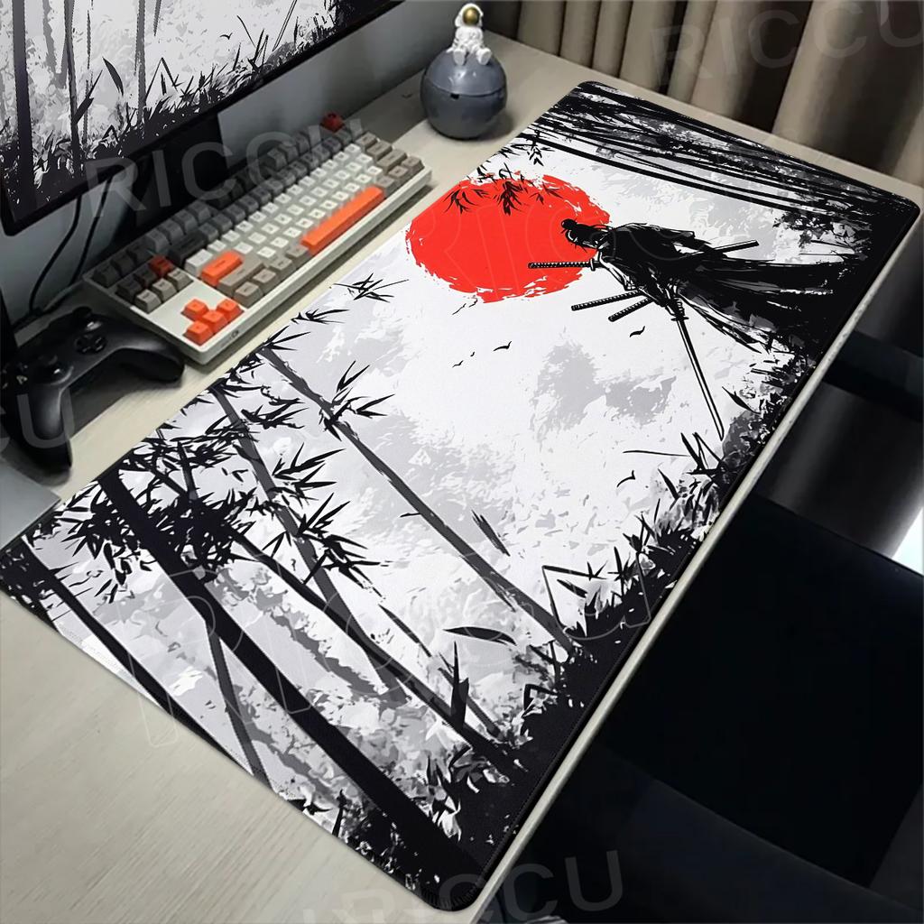 Samurai and The Red Sun Gaming Mouse Pad Non-Slip Durable Desk Mat Pc Accessories Katana Mousepad Gaming Mats PC Tapis De Souris