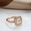 Kinel Square Zircon Full Paved Women's Ring Vintage Rose Gold Color Jewelry