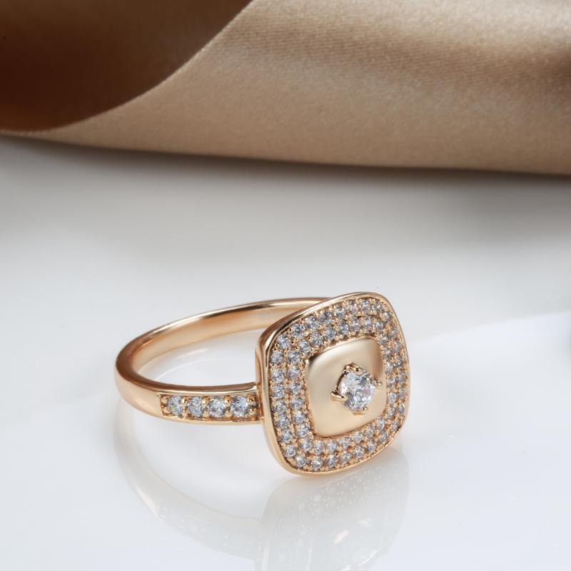 Kinel Square Zircon Full Paved Women's Ring Vintage Rose Gold Color Jewelry
