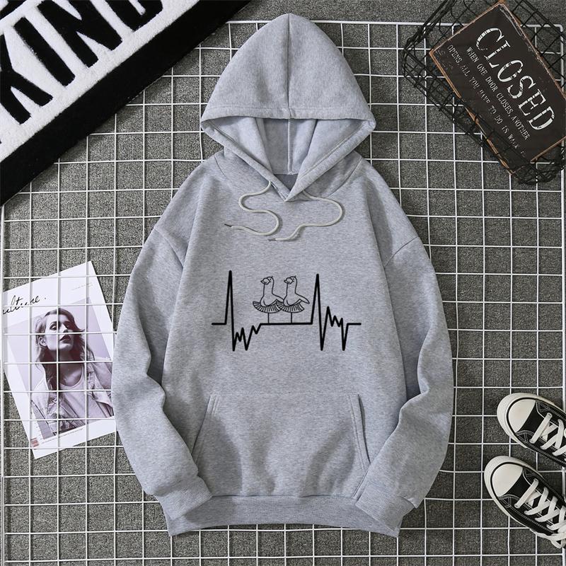 Heartbeat Runner Graphic Hooded Sweatshirts In Hoodies Sweatshirts Essentials Winter Thick Sweater Hoodie Women Clothes