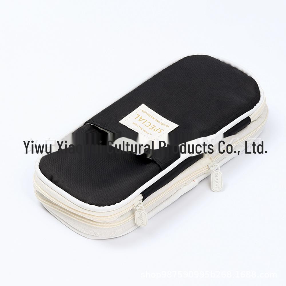 Выдвижной двухслойный пенал Macaron: Большая вместимость, однотонный цвет, для учеников младших и старших классов.