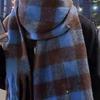 Winter Scarf Cashmere Feel Plush Scarf with Tassel Decoration Thickened Warm Plaid Pattern Winter
