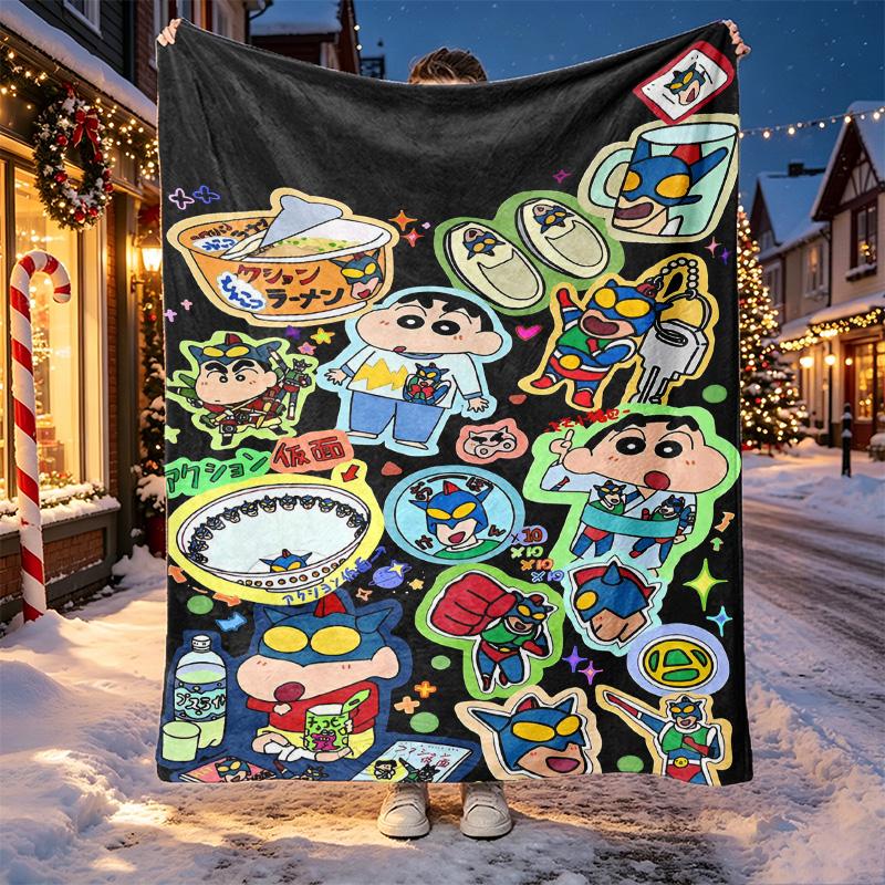 Cartoon comics Pattern Blanket for Home Decoration, Bed, Sofa, Car Travel, Camping, Suitable for All Seasons, Birthday Christmas Gift