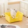 Semi-Enclosed Cat Sandbox with High Sides Large Cat Litter Box Anti-Spill Kitty Litter Pan for Rabbit Cats&Kittens Small Animals