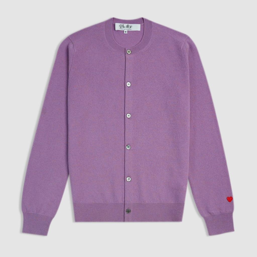 Women's Slim Fit Japanese-Style Wool Cardigan with Embroidered Peach Heart