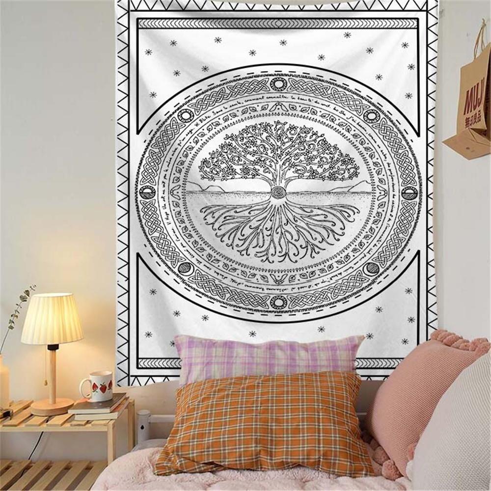Настенный фоновый тканевый гобелен с вороной, медитация, психоделический рунный художественный настенный психоделический абстрактный гобелен