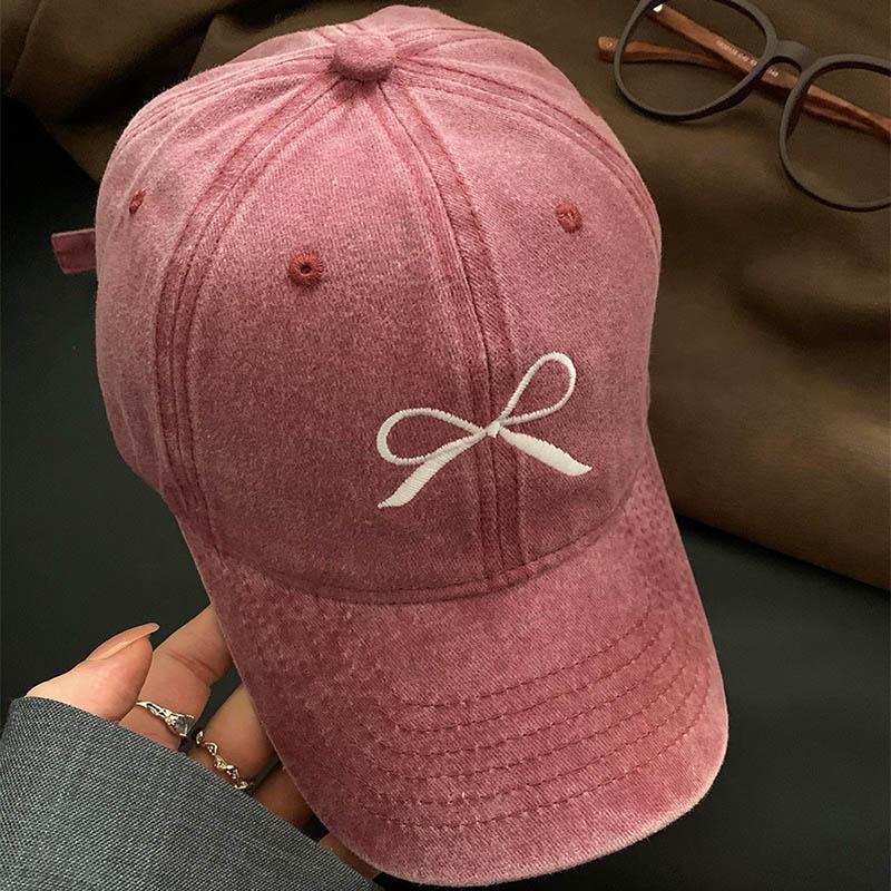 Бейсболка с розовым бантом для женщин Y2K корейская джинсовая кепка Snapback летняя регулируемая вышитая кепка для девочек и пап