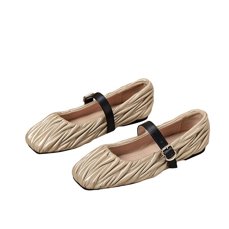 Женские балетки Мэри Джейн Туфли с квадратным закрытым носком, нарядные туфли без застежек на плоской подошве для женщин, повседневные туфли Мэри Джейн на плоской подошве с регулируемым ремешком на щиколотке