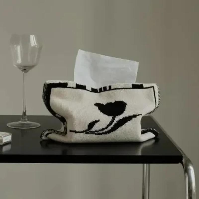 Nordic Ins Сердцевидный узор Вязаная сумка для салфеток Гостиная Настольная коробка для салфеток Хранение бумаги Настольный декоративный чехол для салфеток Коробка для бумаги