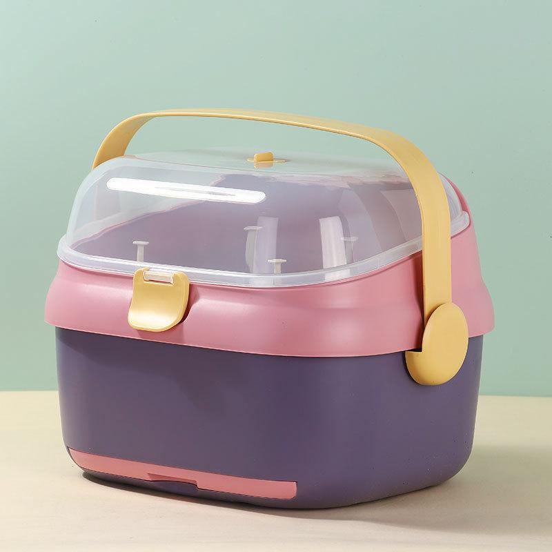 Maternal and baby live broadcast supply feeding bottle storage box baby dust-proof drain tableware feeding bottle storage box feeding bottle storage