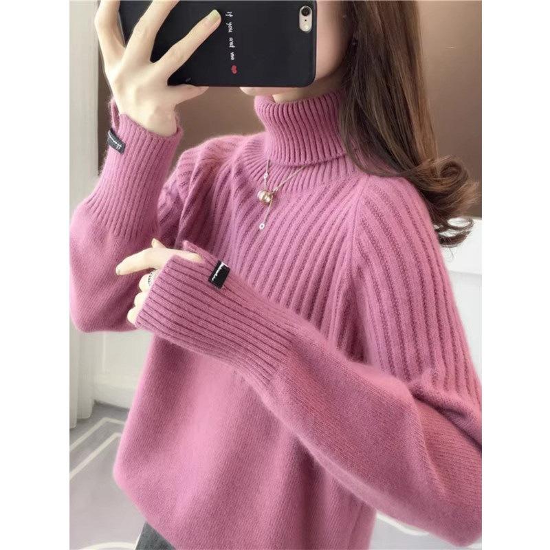 Chic European-Style High Neck Women's Sweater - Autumn/Winter 2026 Loose Knit Pullover