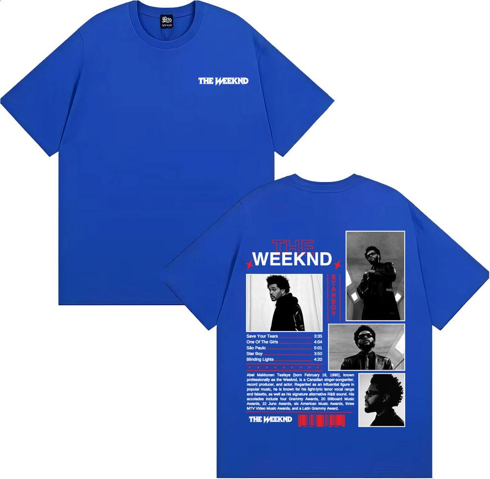 Rapper The Weeknd Starboy Album Cover T Shirt Unisexs Clothing Harajuku Punk Hip Hop Tshirts Unisex 100 Cotton Short Sleeve Tshirt
