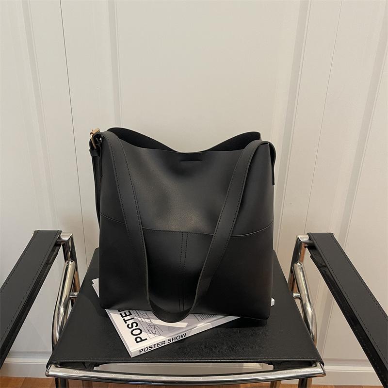 Сумка-ведро большой вместимости, женская сумка, ретро-мода, универсальная на плечо, сумка-мессенджер, осенняя нишевая, высококлассная сумка-тоут