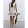 Spring New Women's Clothing Classic Style Plain Stitch A- line Hem Sleeveless round Neck Short Dress 9598019
