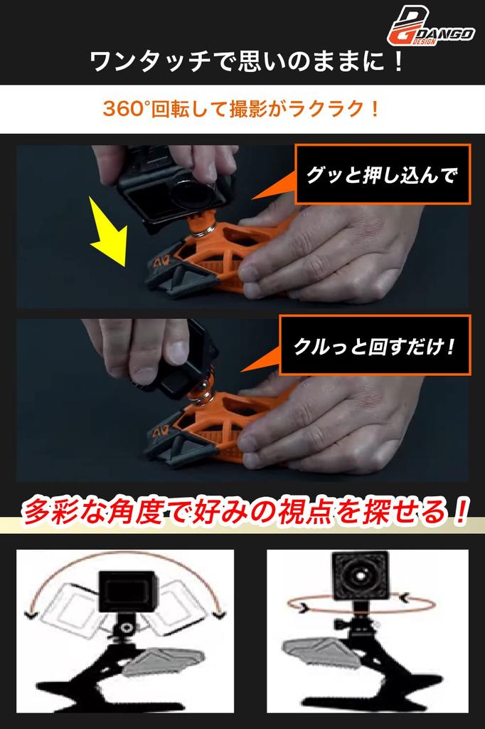 Dango Design Gripper a Stable Camera Mount for Helmets and Chin Mount Accessory for Action Cameras Mount, Stable, Off-road Motorcycles. (Blue).